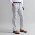 Ledbury Light Grey All Season Richmond Dress Chino Custom Pant — side view showing Richmond fit and tailored silhouette