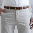 Ledbury Light Grey All Season Richmond Dress Chino Custom Pant — close up pocket view