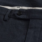 Ledbury Dark Navy Brushed Cotton Richmond Dress Chino Custom Pant — close-up of midweight brushed cotton tonal twill fabric