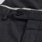 Ledbury Dark Grey Brushed Cotton Richmond Dress Chino Custom Pant — close-up of midweight brushed cotton tonal twill fabric