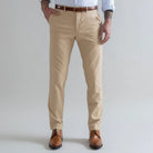 Ledbury Khaki Performance Richmond Sport Chino Custom Pant — full front view, moisture-wicking advanced polyester, made to order