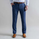 Ledbury Blue Richmond Custom Dress Pant — full front view, 100% wool, made to order in your choice of waist size and inseam