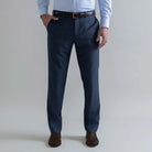 Ledbury Slate Blue Richmond Custom Dress Pant — full front view, 100% wool, made to order in your choice of waist size and inseam