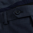 Ledbury Slate Blue Richmond Custom Dress Pant — extended front button closure detail