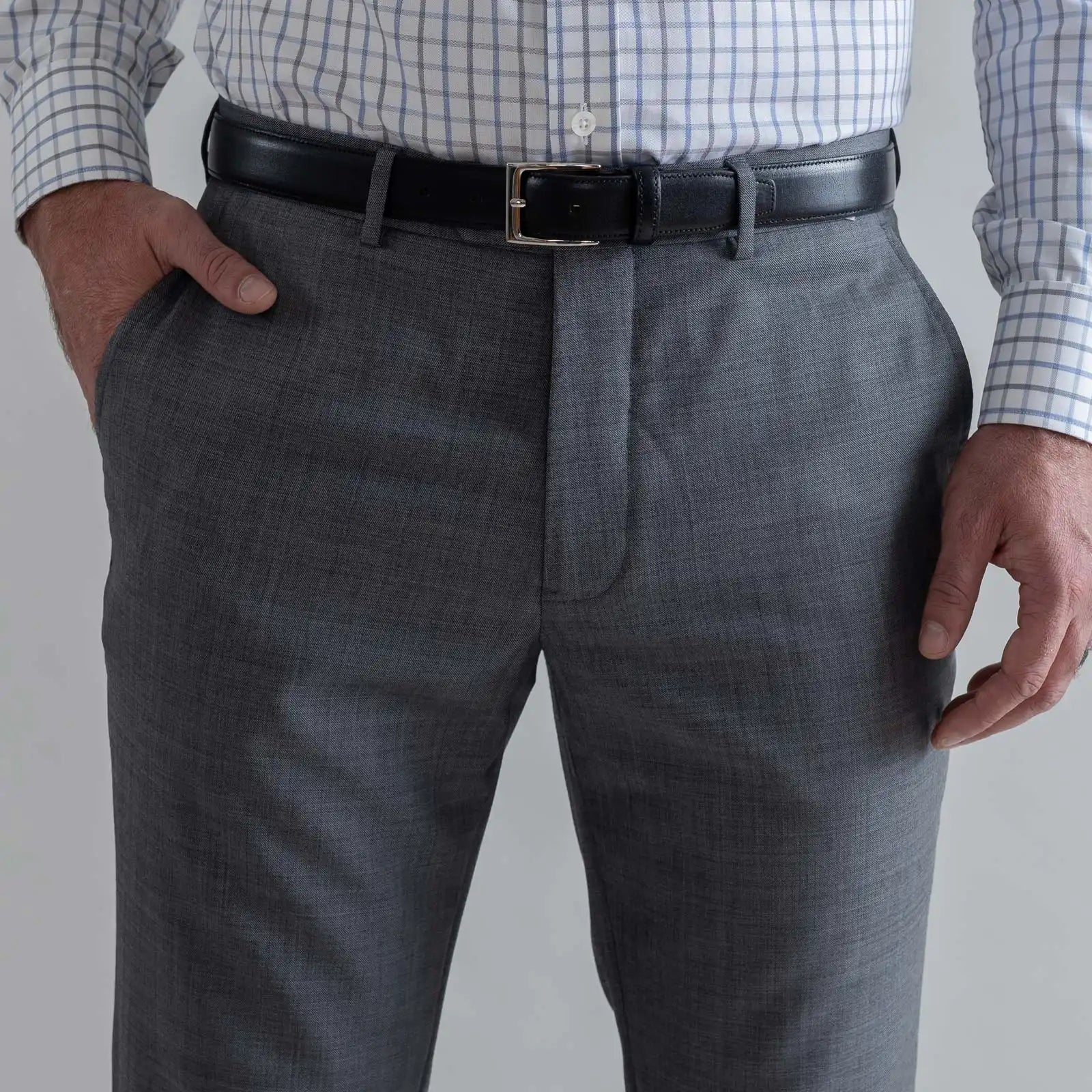 Ledbury Grey Richmond Custom Dress Pant — pocket close up 