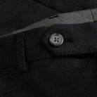 Ledbury Charcoal Richmond Custom Dress Pant — extended front button closure detail