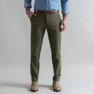 Dark olive stretch chino custom pant - Ledbury Richmond