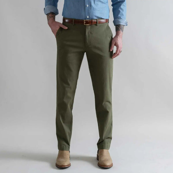 Dark olive stretch chino custom pant - Ledbury Richmond