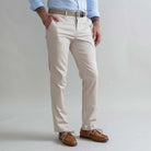 Tan Richmond Summer Chino custom pant - side view on model