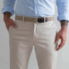 Tan Richmond Summer Chino custom pant - front waist close-up detail