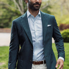 Kentland Check shirt with blue and green yarns - European-woven 100% cotton twill