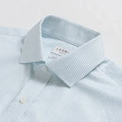 Leaf Kentland dress shirt collar detail - midweight twill with floating yarn pattern