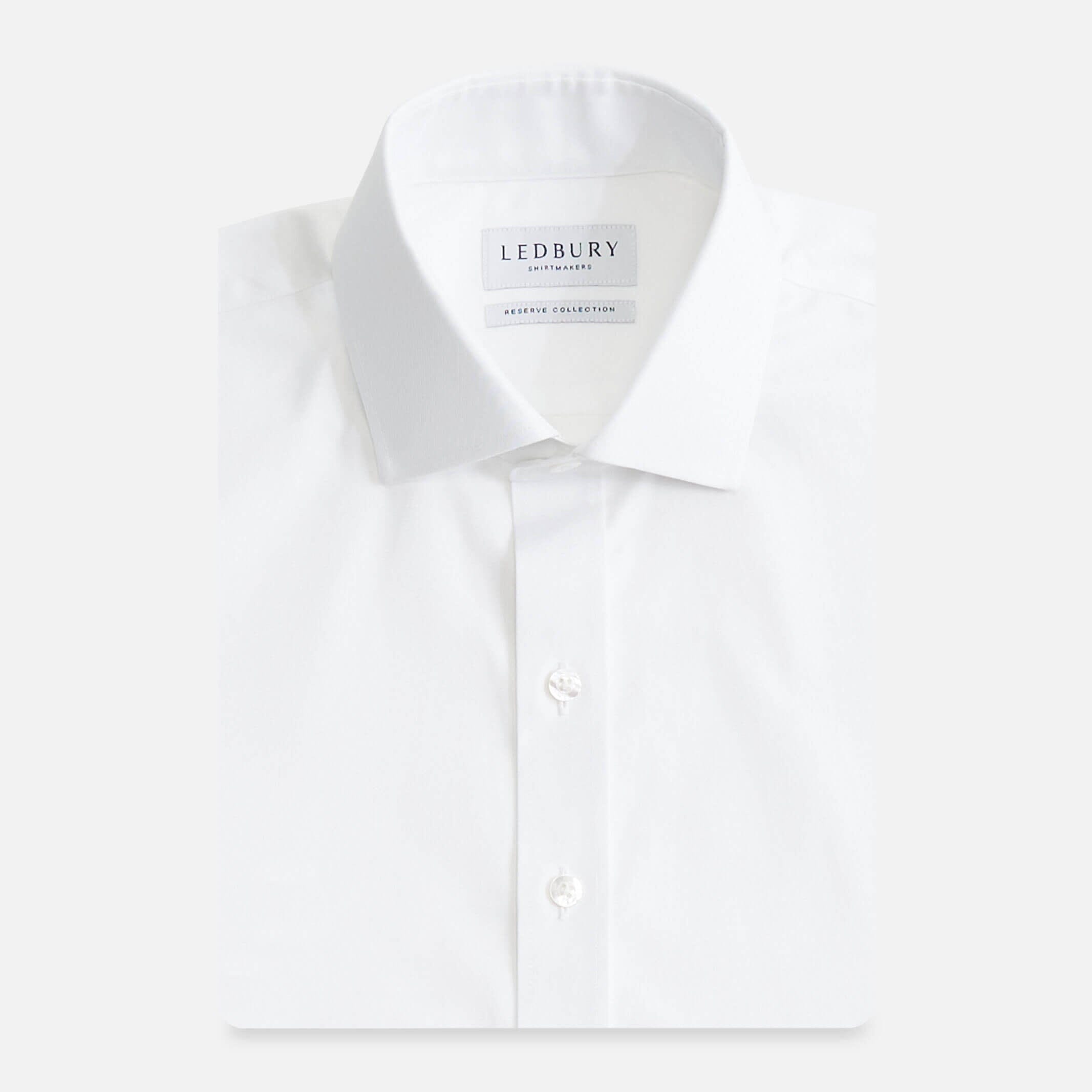White dress shirt in European-woven fine twill - Ledbury King custom fit shirt