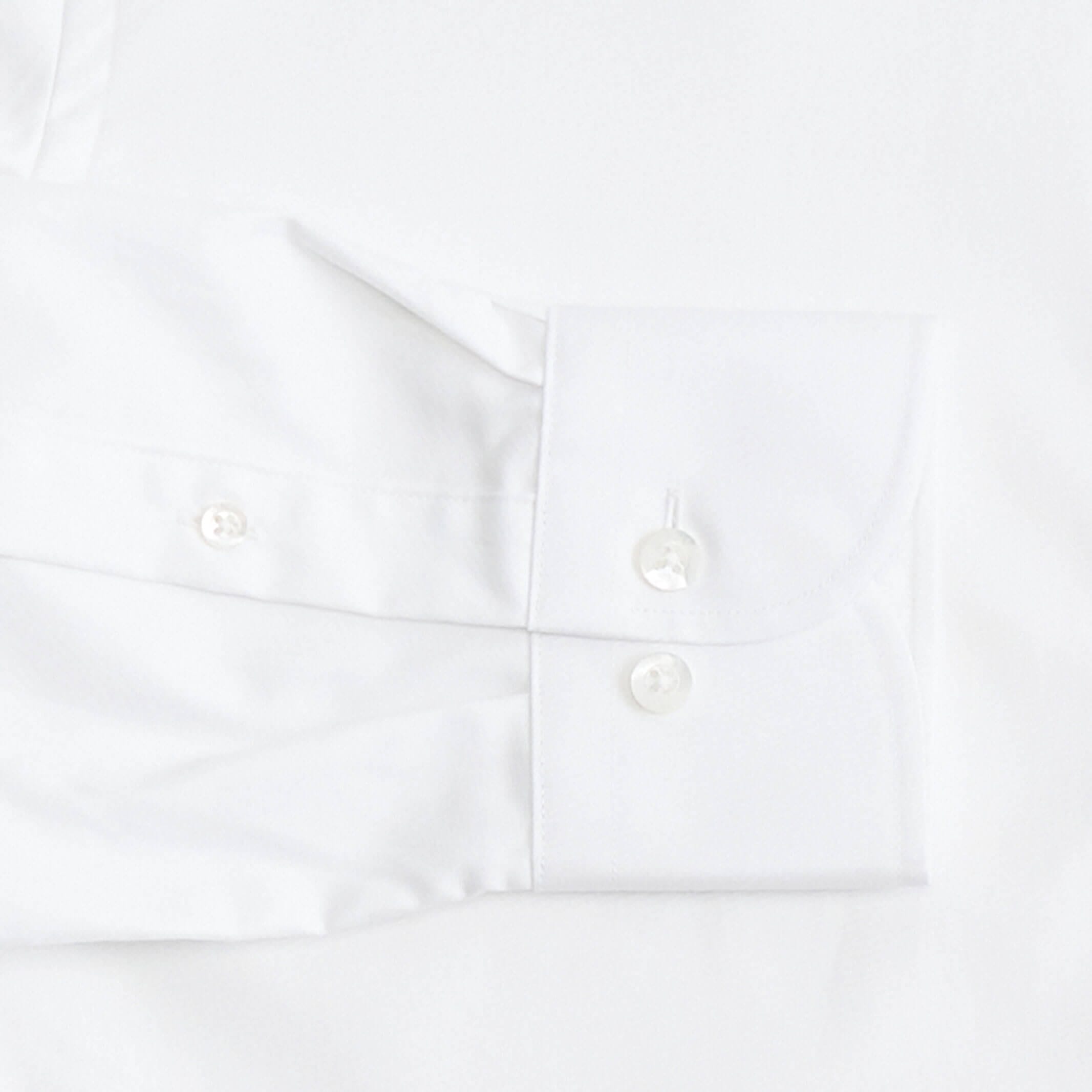 King Fine Twill shirt sleeve detail - white dress shirt with mother-of-pearl buttons