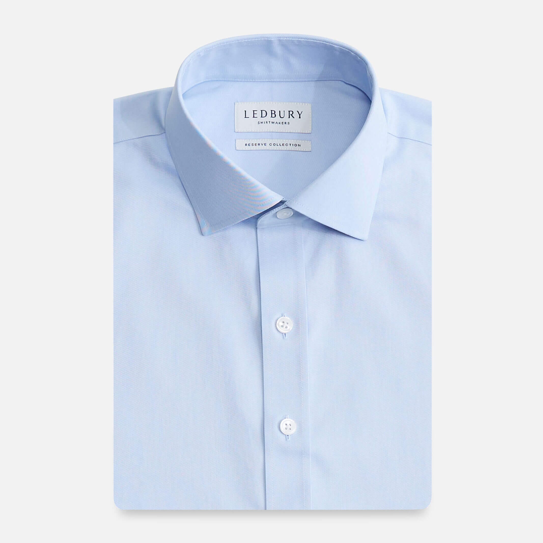 Light blue dress shirt in European-woven fine twill - Ledbury King custom fit shirt