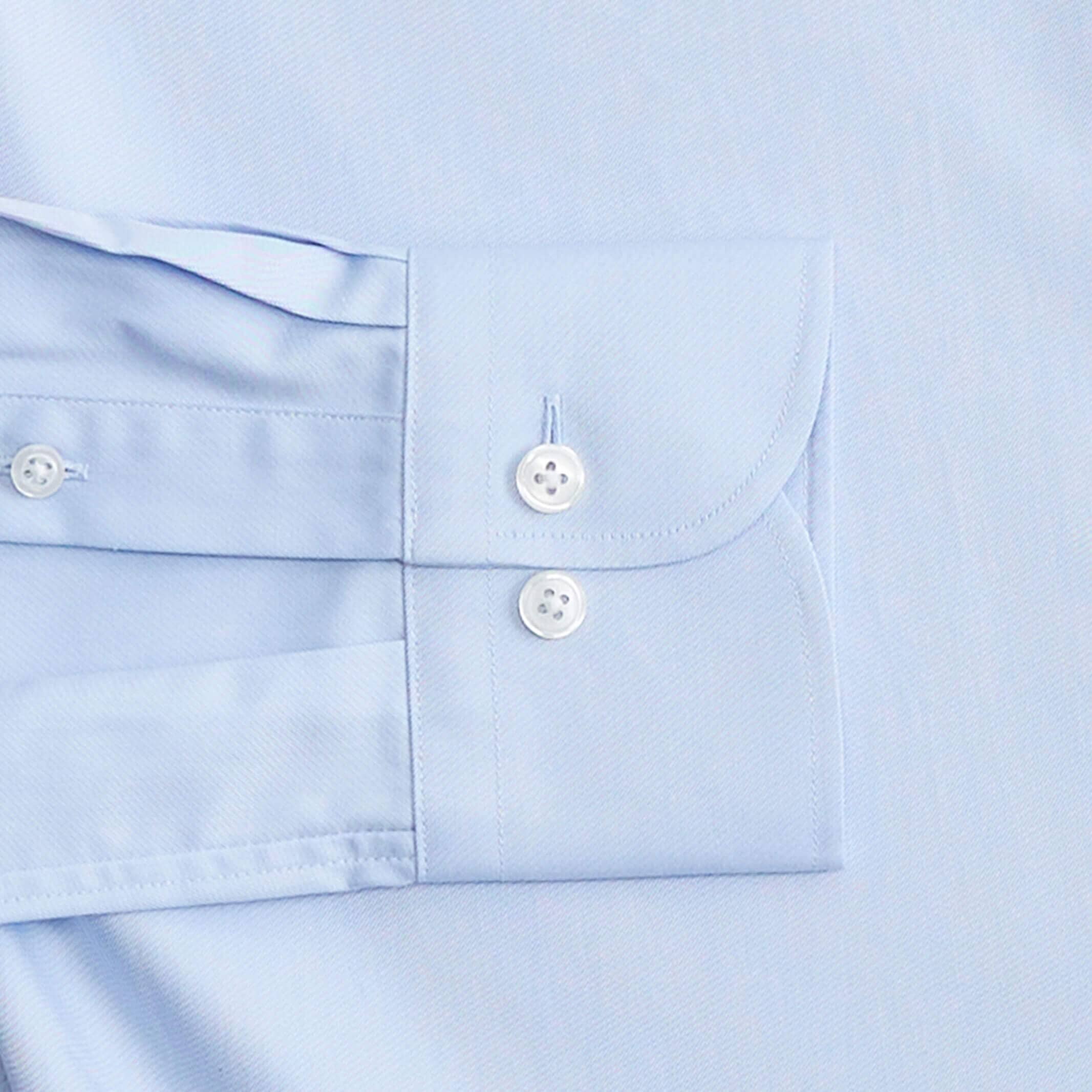 King Fine Twill shirt sleeve detail - light blue dress shirt with mother-of-pearl buttons