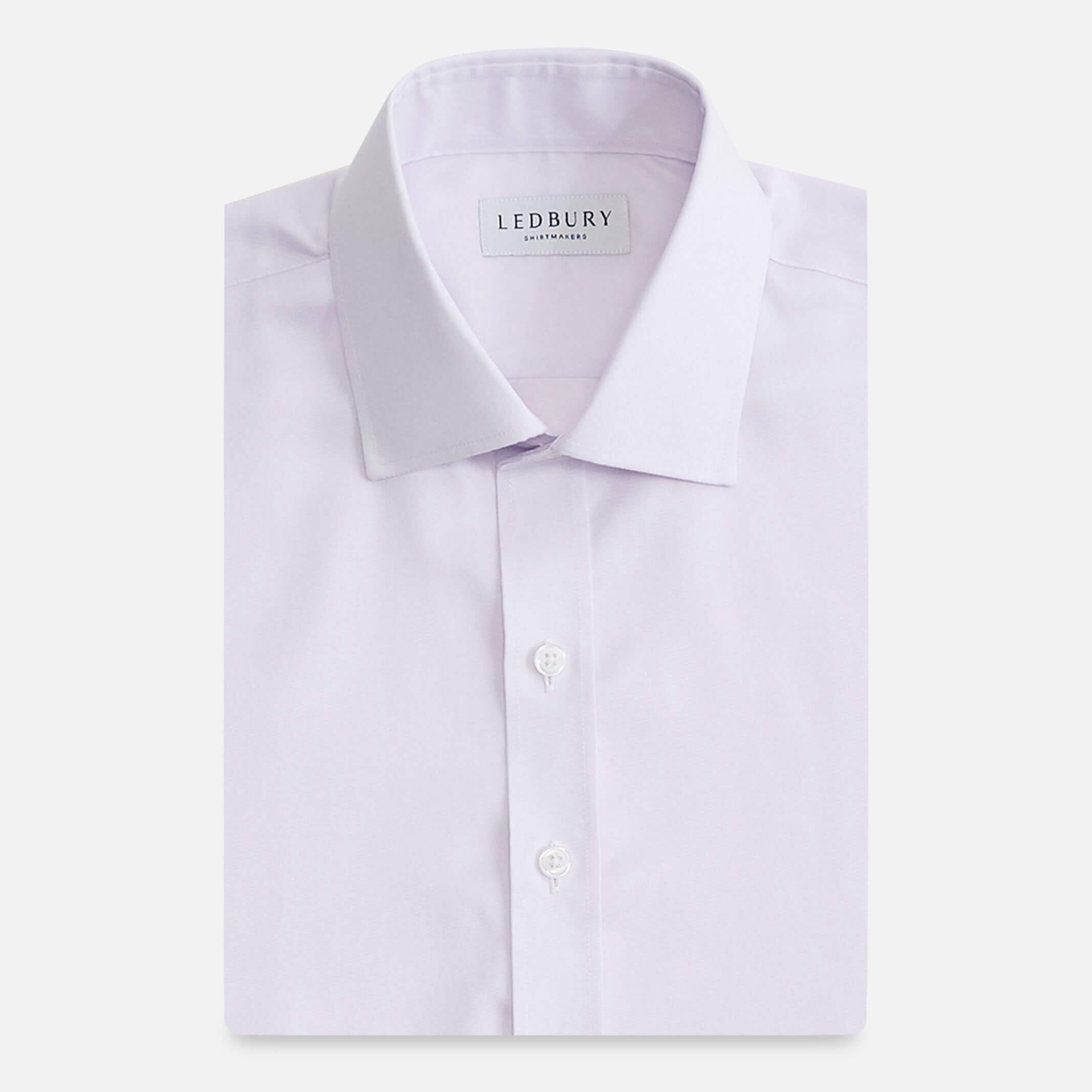 Lavender dress shirt flat lay - lightweight fine twill custom fit shirt