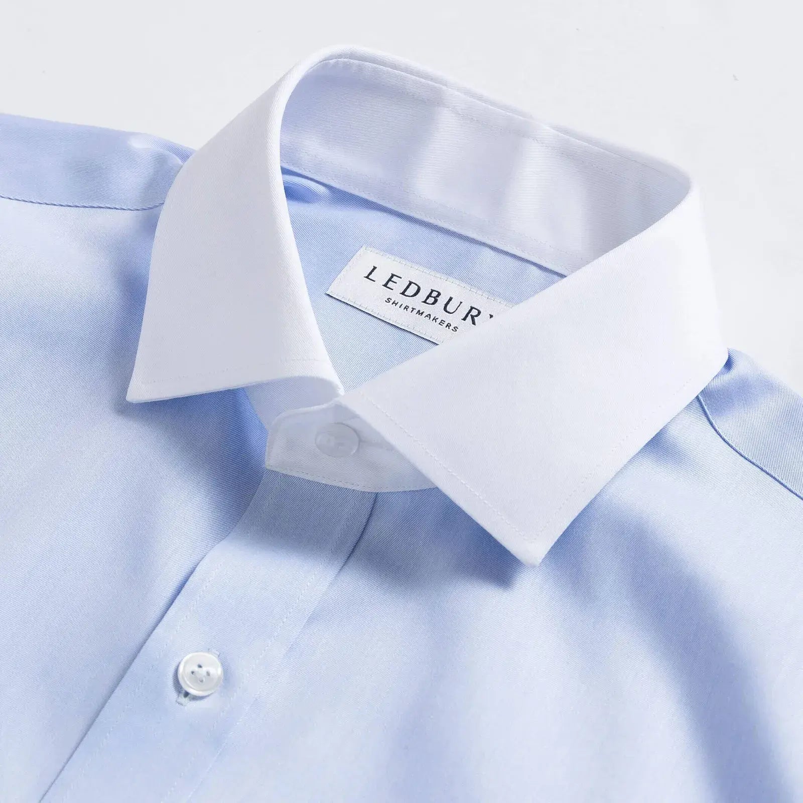 Winchester contrast collar detail - white collar on blue dress shirt