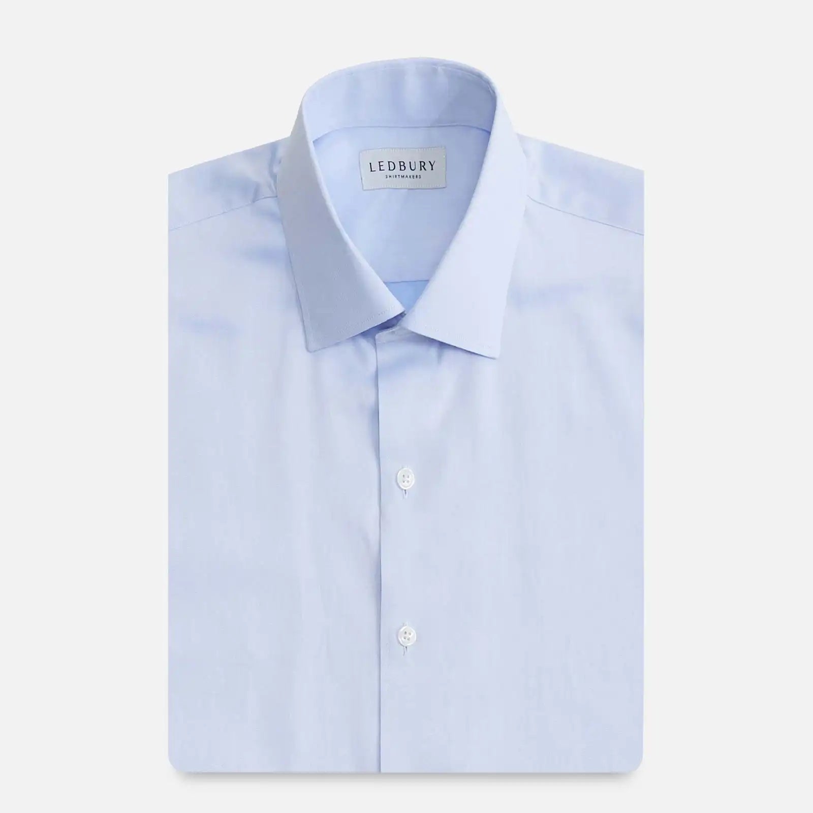 Blue dress shirt with French placket - lightweight fine twill custom fit