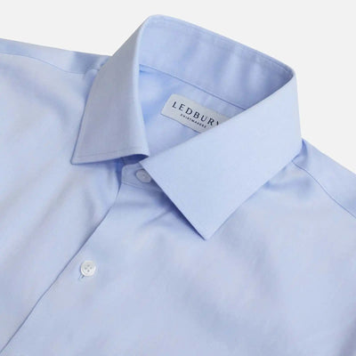 Blue dress shirt French placket detail - seamless fine twill collar