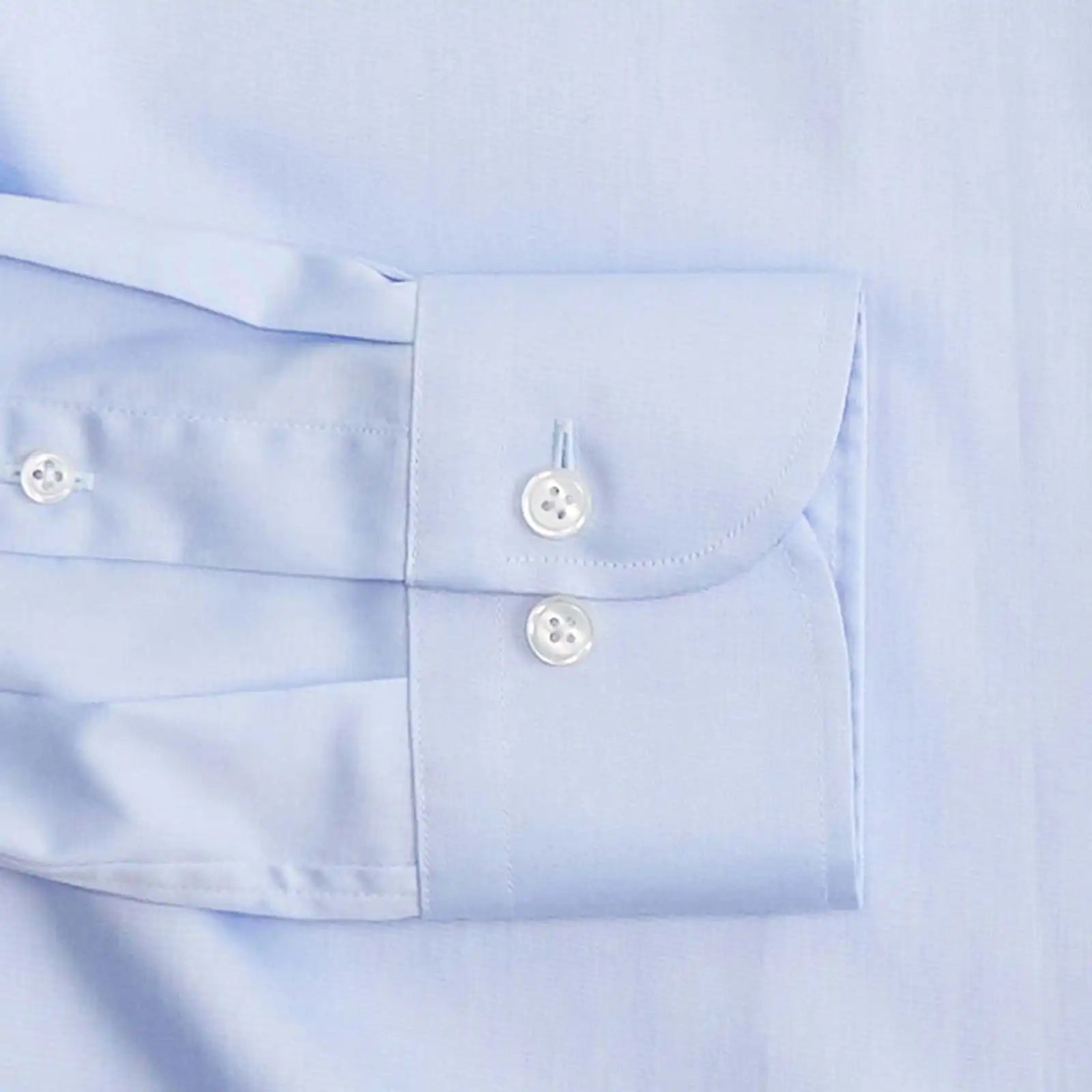 Blue shirt sleeve and cuff detail - lightweight fine twill custom shirt