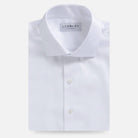 White non-iron dress shirt with French placket - wrinkle-free custom fit shirt