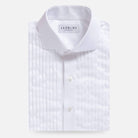 White pleated front tuxedo shirt - non-iron formal dress shirt flat lay