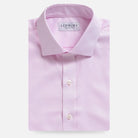 Pink non-iron dress shirt flat lay - wrinkle-free custom fit shirt