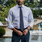 Man wearing lavender dress shirt - non-iron custom fit business shirt