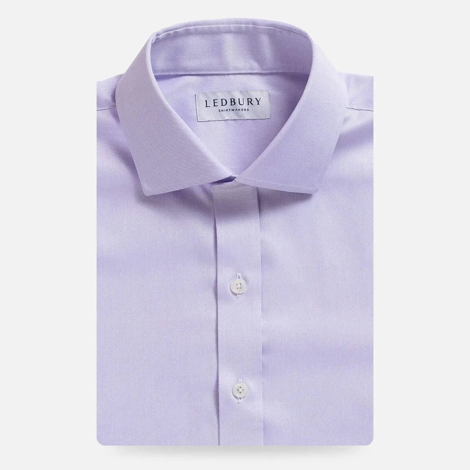 Lavender purple non-iron dress shirt flat lay - wrinkle-free custom fit shirt