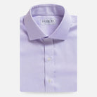 Lavender purple non-iron dress shirt flat lay - wrinkle-free custom fit shirt