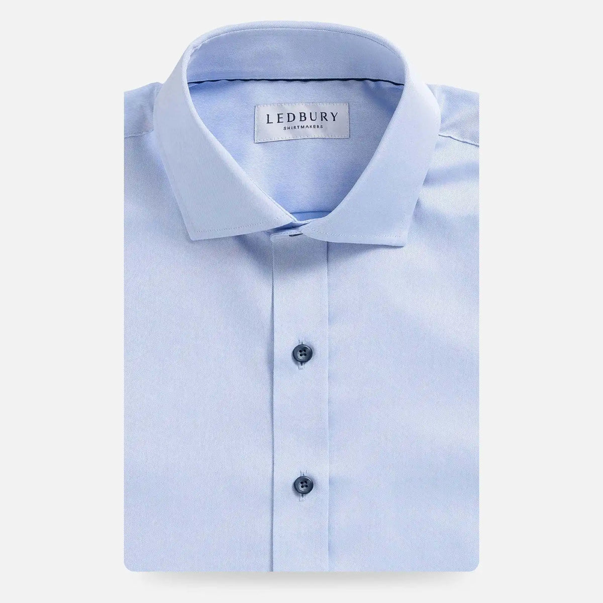 The Light Blue Sanders Non Iron Fine Twill with Blue Buttons Custom Shirt Custom Dress Shirt- Ledbury