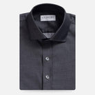 Charcoal grey non-iron dress shirt flat lay - wrinkle-free custom fit shirt