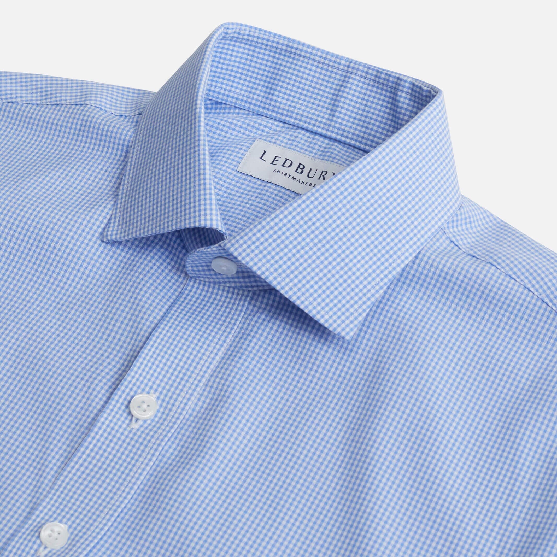 Micro gingham dress shirt collar detail - custom fit guaranteed to fit perfectly