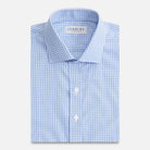 Blue gingham non-iron custom dress shirt - Ledbury Wheeler collection
