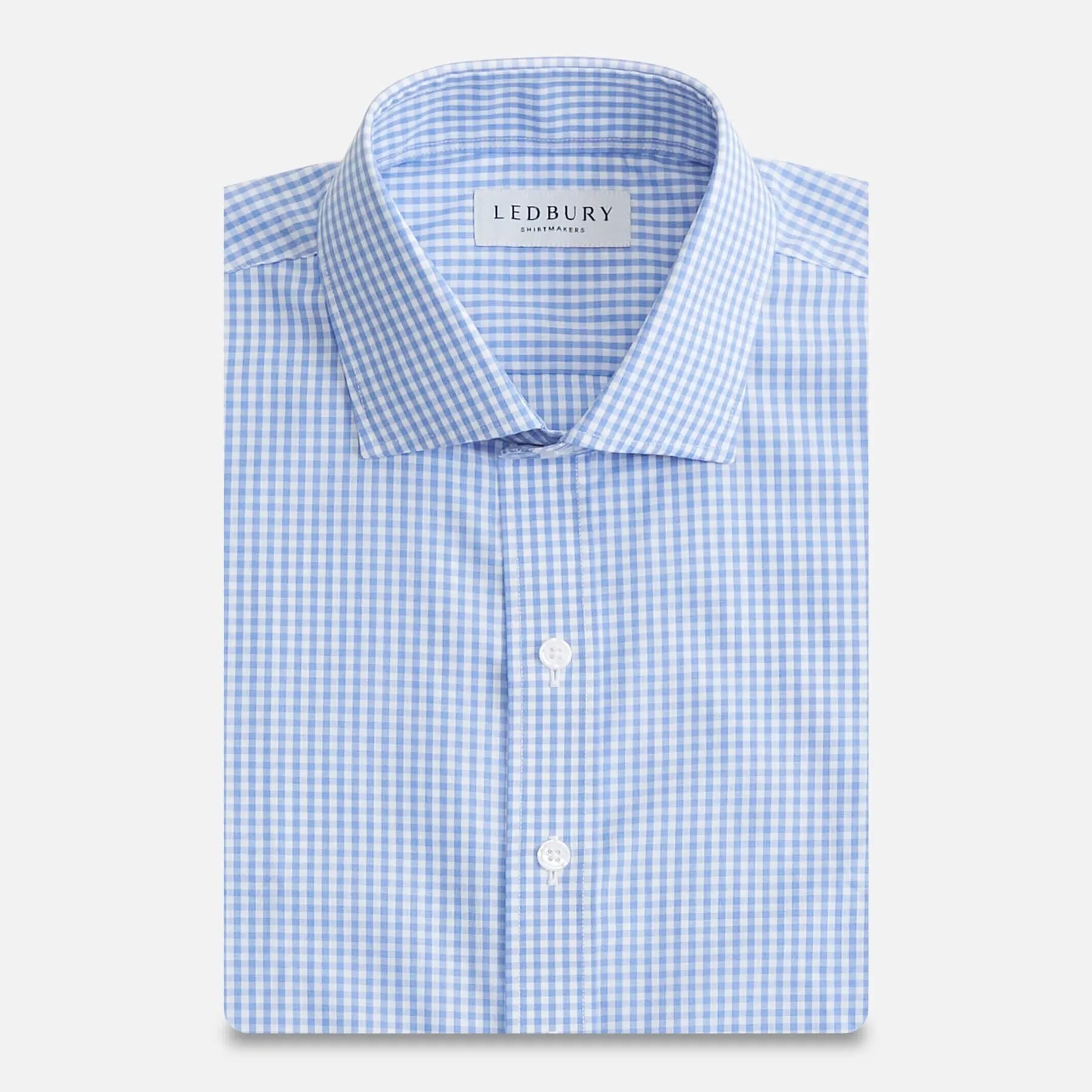 Blue gingham non-iron custom dress shirt - Ledbury Wheeler collection