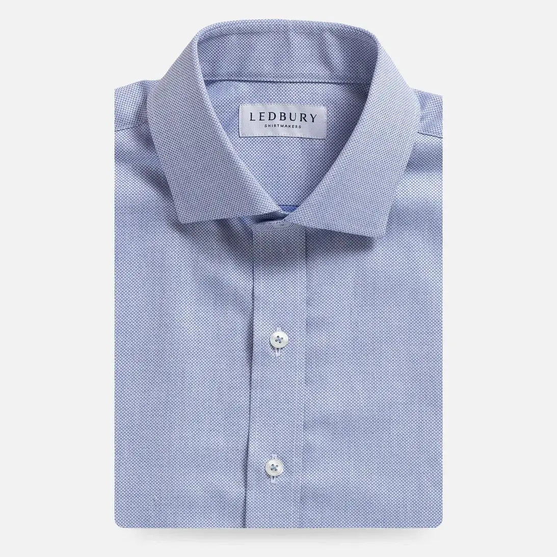 Light blue textured weave custom dress shirt - Ledbury Caven