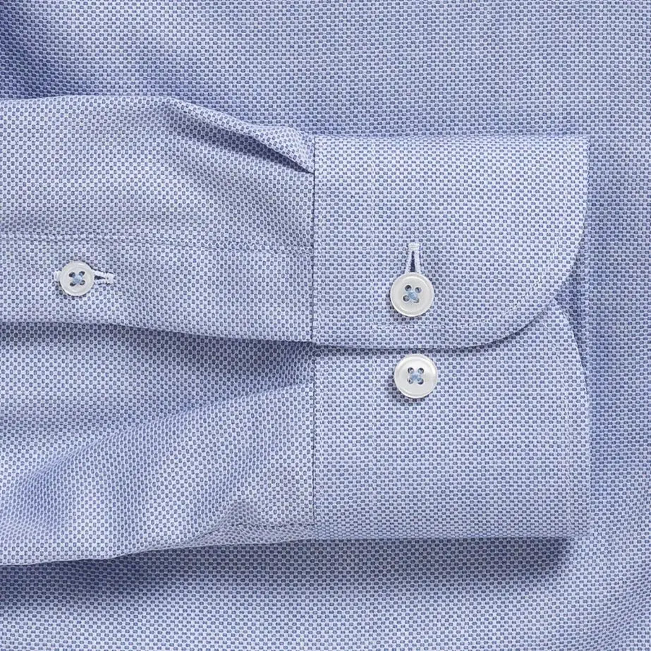 Custom dress shirt light blue chambray effect fabric cuff detail