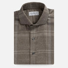 Soft brown flannel shirt flat lay - Portuguese flannel custom fit casual shirt