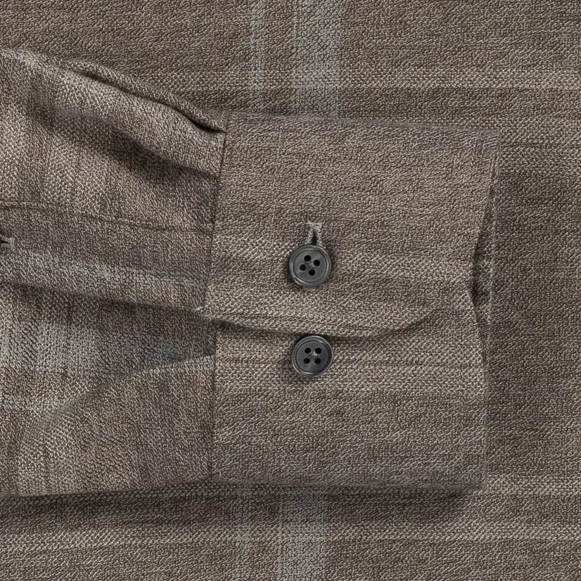 Soft brown flannel shirt sleeve and cuff - brushed mid-weight twill detail