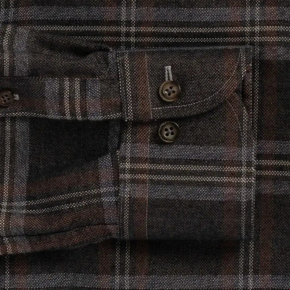 Hickory flannel shirt sleeve and cuff - brushed mid-weight twill detail