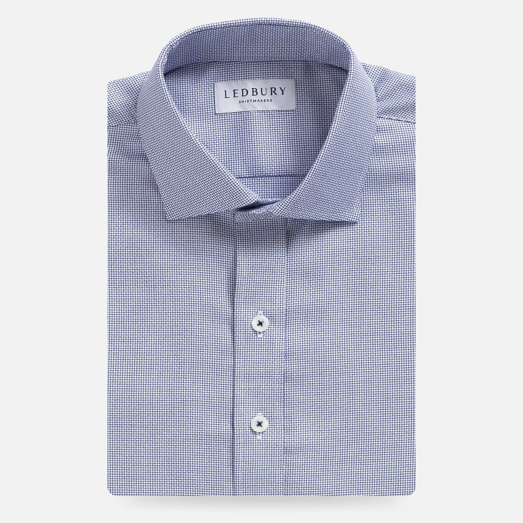 The Blue Alston Non Iron Dobby Custom Shirt Custom Dress Shirt- Ledbury