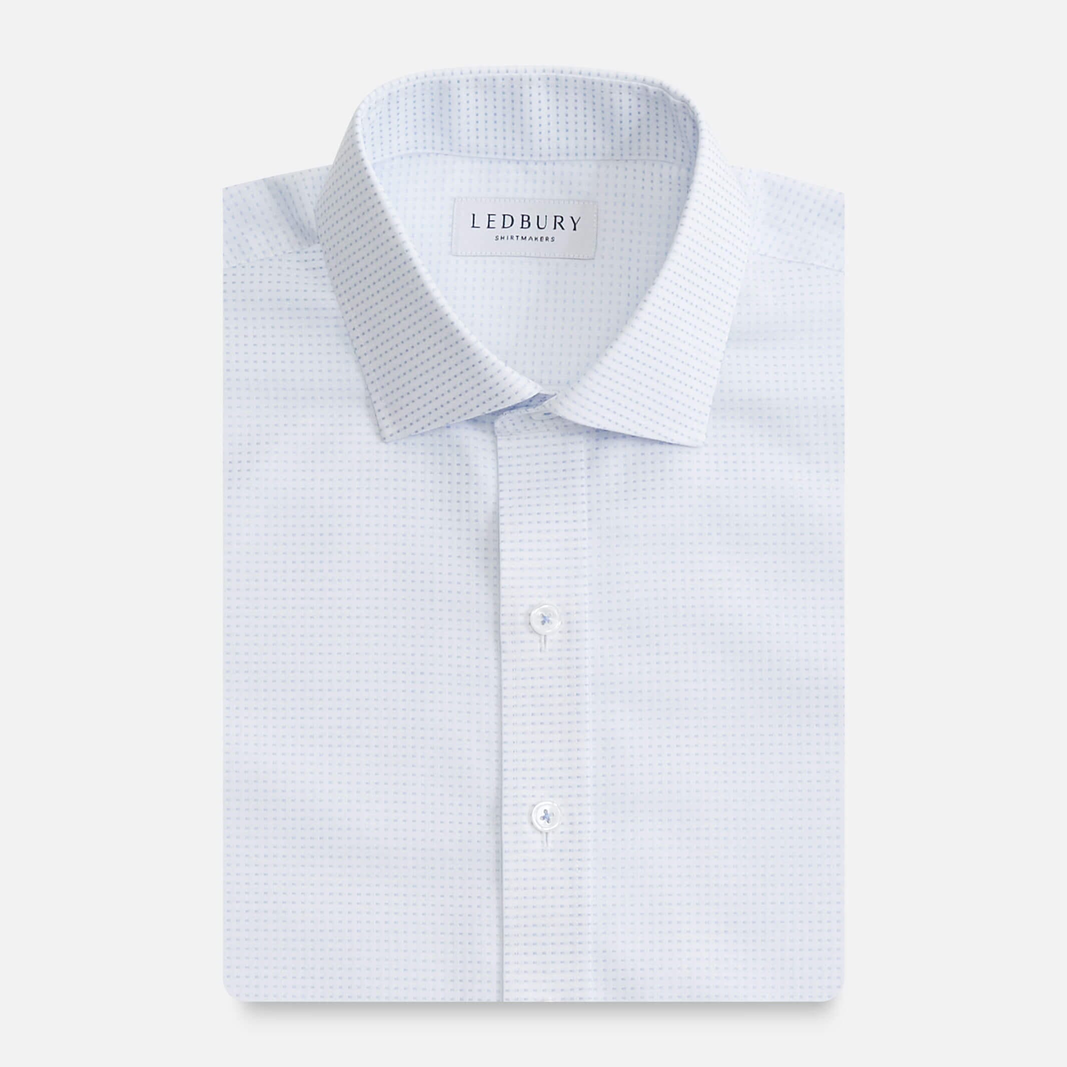 The Blue Kensington Non Iron Dot Custom Shirt Custom Dress Shirt- Ledbury