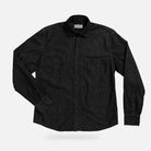 Washed black Slater denim utility shirt front view - 100% cotton custom casual shirt
