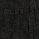 Washed black Slater utility shirt chest pocket detail - double button-through design