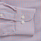 Custom dress shirt red Hughes check pattern close-up