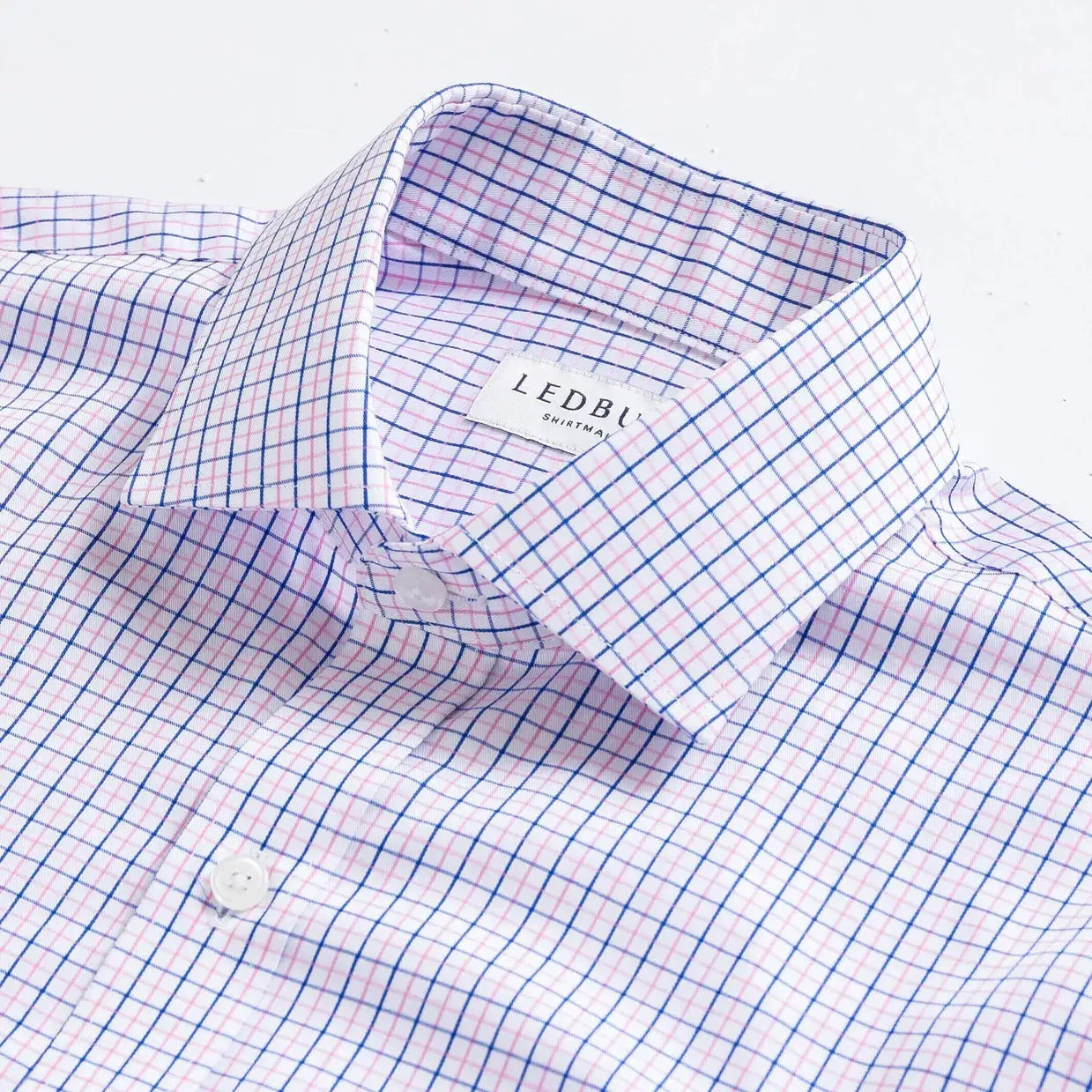 Pink check dress shirt with midweight twill fabric detail