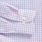 Custom dress shirt pink Hughes check pattern close-up