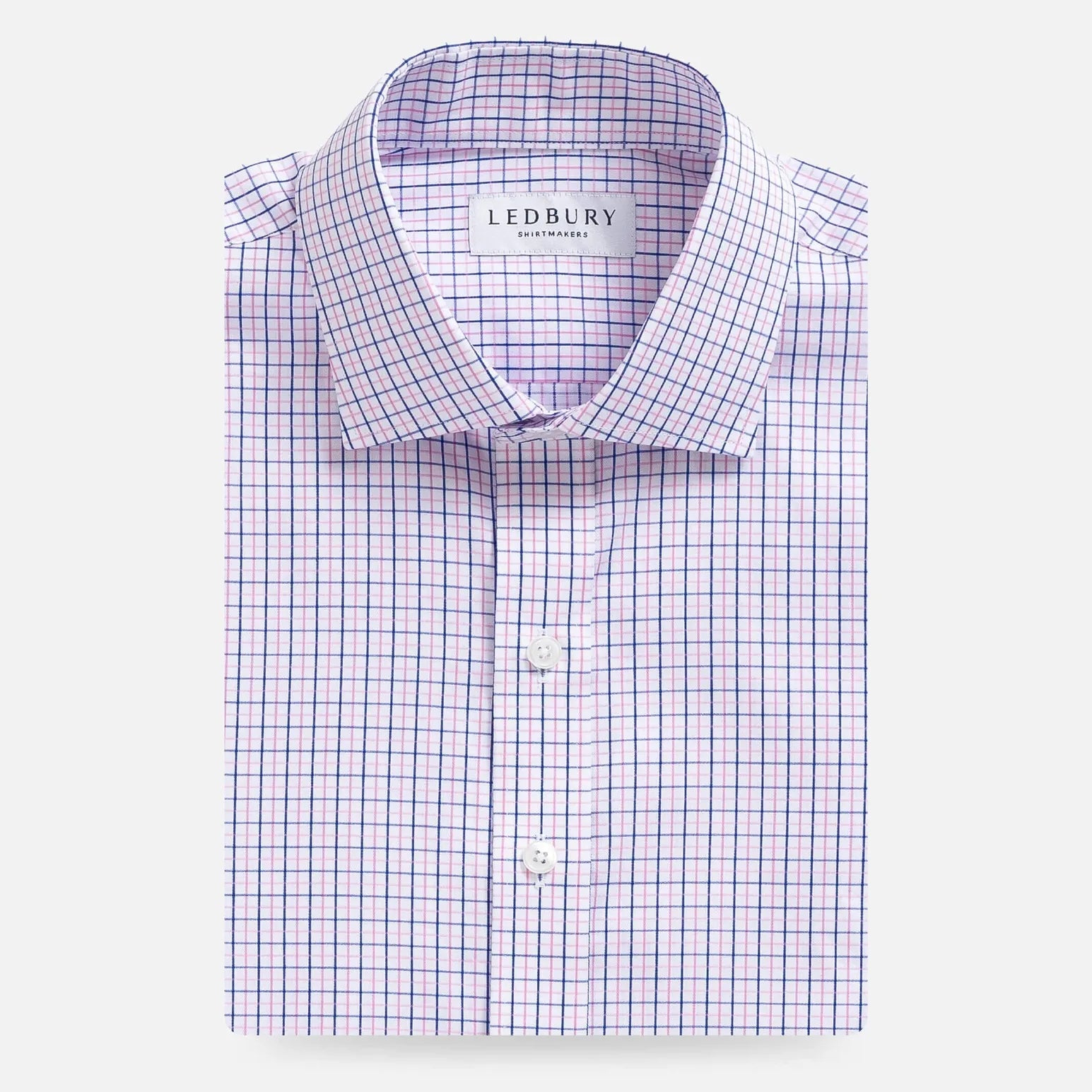 Pink multi-toned check custom dress shirt - Ledbury Hughes