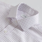 Burgundy windowpane dress shirt with fine twill fabric detail